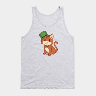 Ginger Cat with Leprechaun Hat Tank Top